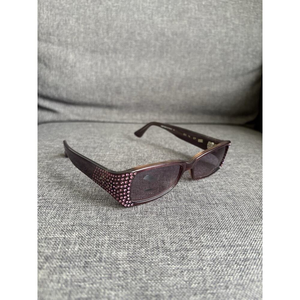 Beausoleil Paris Womens Y2K Small‎ Rectangle Purple Jeweled Sunglasses 205 04